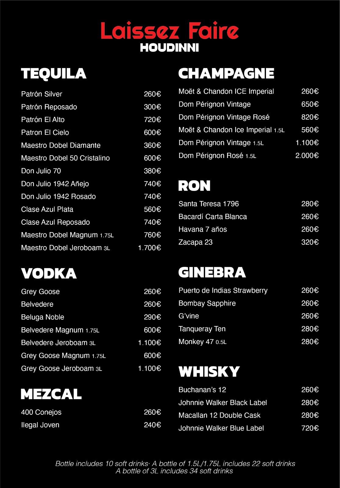menu houdinni