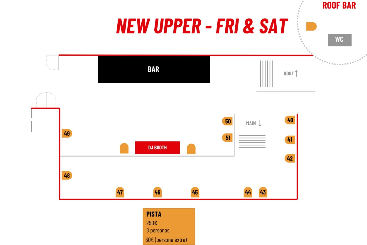 Liberty Madrid weekend upper floor VIP layout