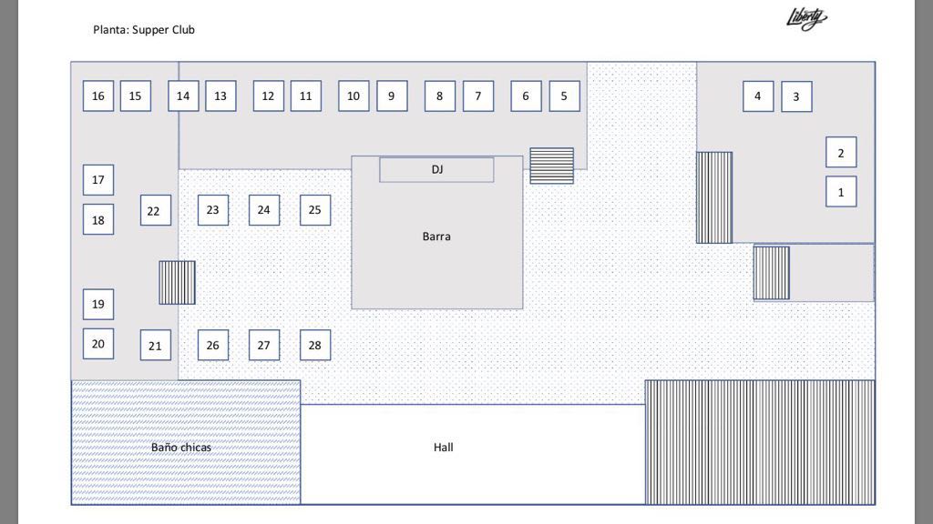 Menu and plan map tables vip Liberty Supper Club